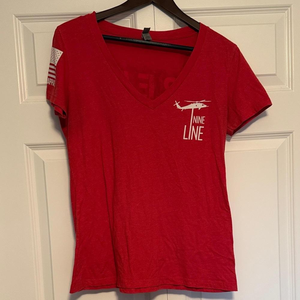 Nine Line Women's Red V-Neck Tee